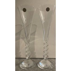 2 Crystal D'Arques Wedding Toasting Champagne Glasses With Stems Made from Heart